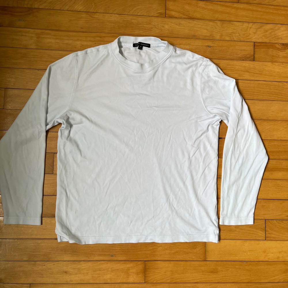 Robert Barakett Mens White Pima Cotton High Crew Long Sleeve T-Shirt Size M